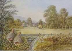 Harvesting Scene with Partridge in the Foreground,