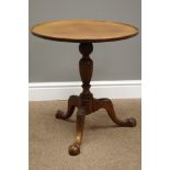 George III style mahogany circular occasional table, turned and fluted column,