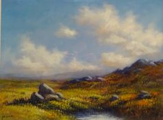 Moorland Landscape, acrylic on board signed by Mike Nance (British 20th century) 29cm x 39.