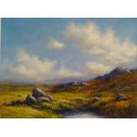 Moorland Landscape, acrylic on board signed by Mike Nance (British 20th century) 29cm x 39.