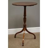 19th century oval mahogany top tripod wine table,