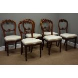 Set six William IV mahogany dining chairs, scrolling cresting rail with shell carving,
