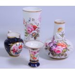 Early 19th Century small Spode bottle shaped vase hand decorated with floral sprays with relief