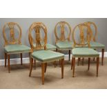 Set six late 19th century mahogany dining chairs, oval back with pierced splat,