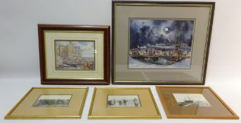 Collection of pictures including prints after Frank Meadow Sutcliffe, three Classical urn prints,