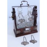 Mid 20th Century Mappin & Webb mahogany and silver-plate two bottle tantalus,