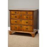 18th century Queen Anne style walnut chest, two short and three long drawers, bracket feet, W86cm,