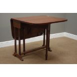 Victorian mahogany drop leaf Pembroke table, rectangular top with rounded corners, gate leg base,