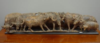 Large 19th/ early 20th Century Eastern naturalistic carved hard wood sculpture of a group of
