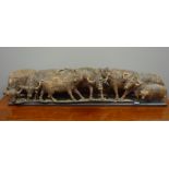 Large 19th/ early 20th Century Eastern naturalistic carved hard wood sculpture of a group of