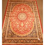 Persian Kashan design red ground rug/wall hanging,