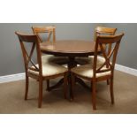 'G-Plan' reproduction cherry wood circular extending dining table with foldout leaf (H75cm,