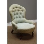 Victorian walnut framed upholstered nursing chair,