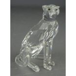 Swarovski crystal model of a seated Leopard, in original box,