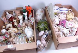 Trentham pottery cat and piggy bank, seven Piggin' models, paperweights, scent bottle,