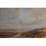 Moorland scene, watercolour signed by Frank Rousse (Fl.