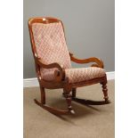 Victorian mahogany upholstered rocking chair,