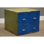 Industrial four drawer metal chest, W52cm, H43cm,