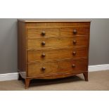 19th century mahogany chest, two short and three long drawers, shaped apron, splayed bracket feet,