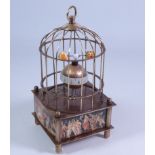 Brass caged bird clock, H17cm Condition Report <a href='//www.davidduggleby.