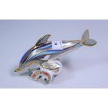 Royal Crown Derby 'The Striped Dolphin' paperweight a gold signature edition of 1500,