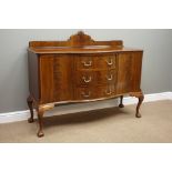 Early 20th century mahogany serpentine sideboard, two cupboards and three drawers,