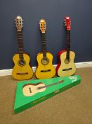 Three 3/4 size acoustic guitars; BM Clasico, Hereld model no.