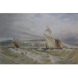 'Off Treport' Normandy, watercolour signed and dated 1875,