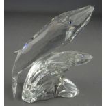 Swarovski crystal whale group 'The Whales' Annual Edition 1992, designed by Michael Stamley,