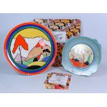 Clarice Cliff Bizarre 1930's plate in the 'Tulip' pattern, D23cm and a Wedgwood ltd ed.