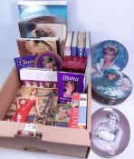 Set of seven Franklin Mint Princess Diana collectors plates, first day covers, DVD & Book set,