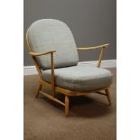 Ercol 'Windsor' beech easy armchair with upholstered loose cushions Condition Report