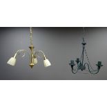 Shop Stock - Polished brass three branch centre light fitting,