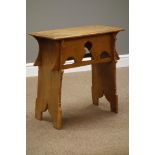 Light oak joint stool/side table, rectangular moulded top, W55cm, H55cm,