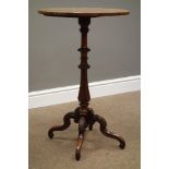 Victorian rosewood table, turned column with carved and reeded detail,