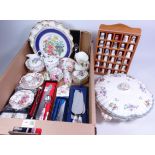 Royal Crown Derby dish, Royal St James gilded plate, cake servers and other flatware,