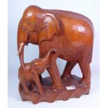 Large carved hardwood elephant group, H39cm Condition Report <a href='//www.