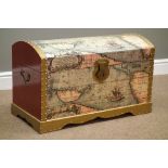 Map of the world dome top toy chest, W71cm, H44cm,