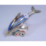 Royal Crown Derby 'The Striped Dolphin' paperweight a gold signature edition of 1500,