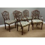 Late 19th/early 20th century set six (4+2) walnut Hepplewhite dining chairs,