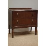 Early 20th century oak two drawer chest, W76cm, H75cm,