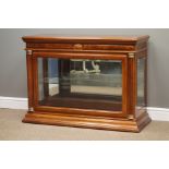 Walnut illuminated display cabinet, bevel glazed front with reeded columns, two side doors, W112cm,