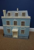Dolls house painted in blue, 1:12 Scale, H75cm x W69.