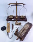 Set of Griffin & Tatlock balance scales and weights, three pocket balance scales,