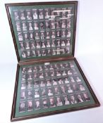 Two framed sets of Will's 'European Royalty' Cigarette cards,