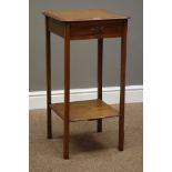 Early 20th century oak lamp table, single drawer and undertier, 37cm x 37cm,