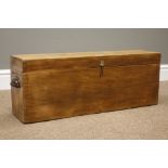 Waxed soft wood travel box with two shell cupped handles, H26.