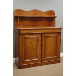 Victorian mahogany chiffonier, raised back with turned supports,