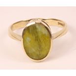 9ct gold ring set with a green agate hallmarked Condition Report <a href='//www.