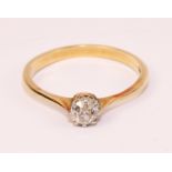 Diamond single stone gold ring stamped 18ct approx 0.
